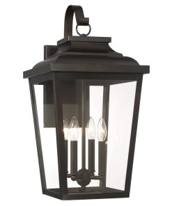 Irvington Manor 4 Light 24" Tall Outdoor Wall Sconce with Clear Glass
